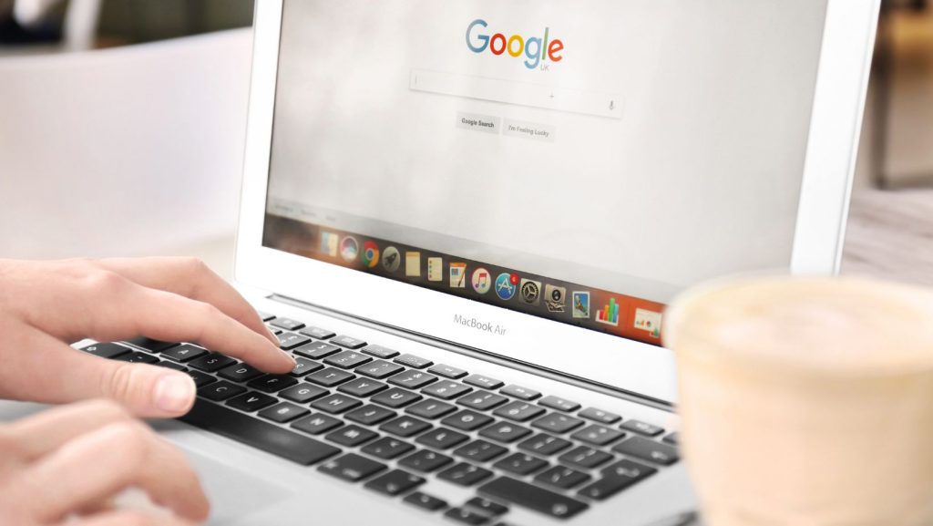 Person writing Google review