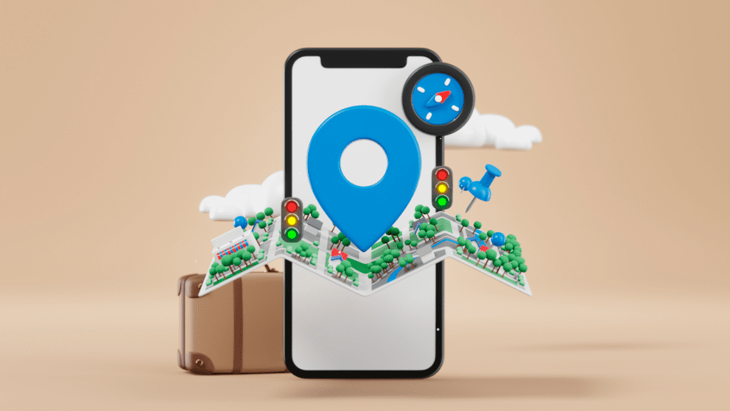 Foto de un móvil con Google maps abierto.