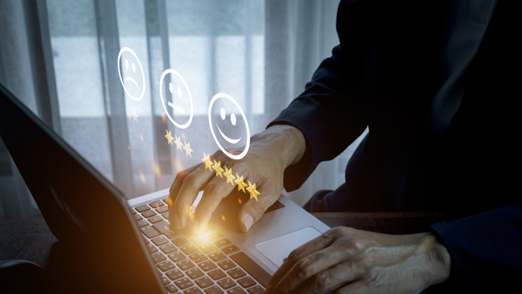 Person leaving a review on Google