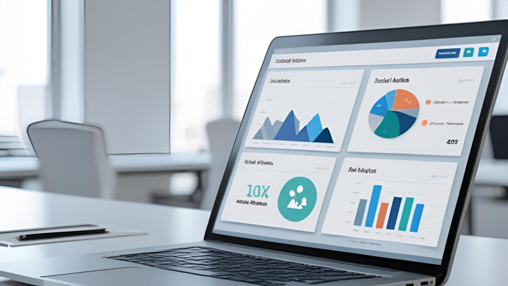 Un ordenador que muestra gráficas con los resultados de las métricas en el negocio