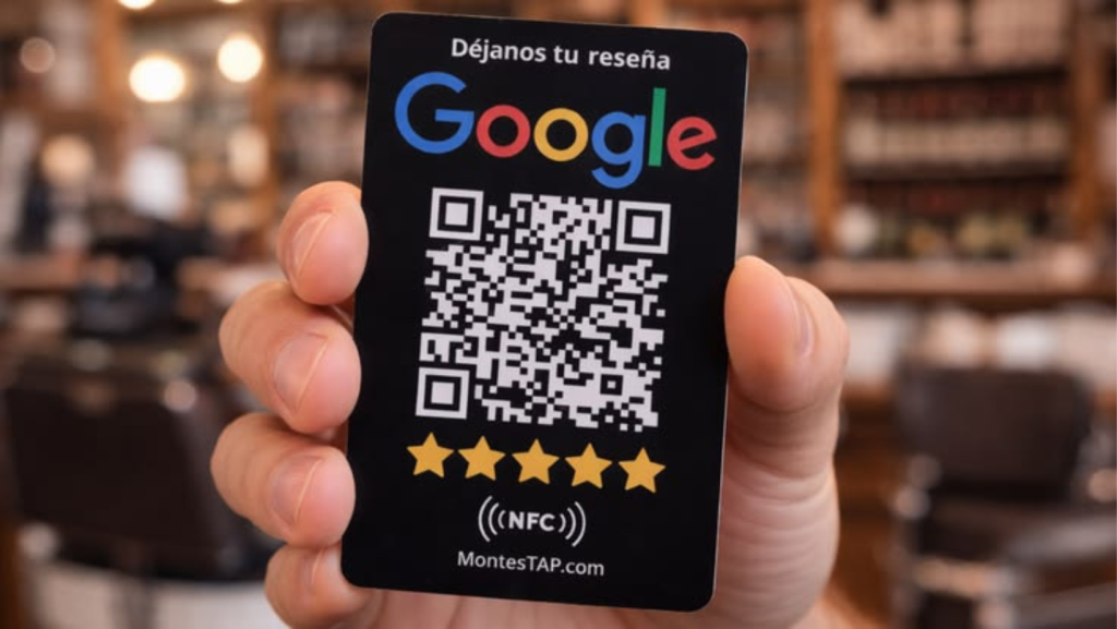 Person holding a Google NFC card