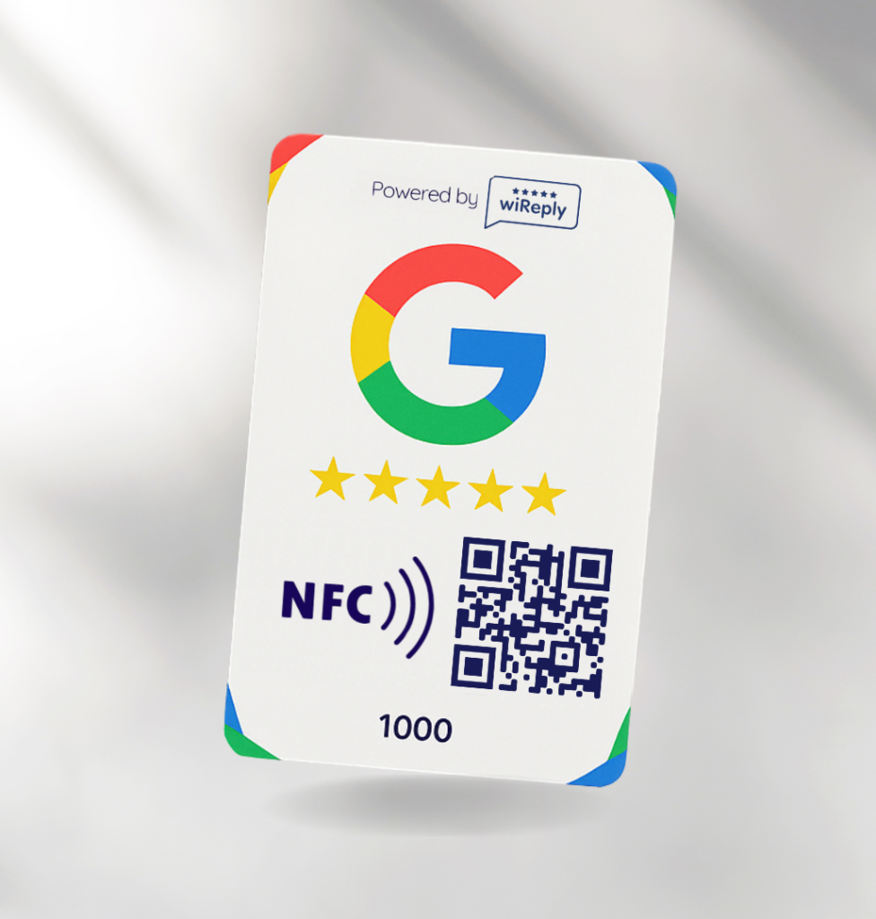 Tarjetas NFC de wiReply para recopilar reseñas de clientes en Google