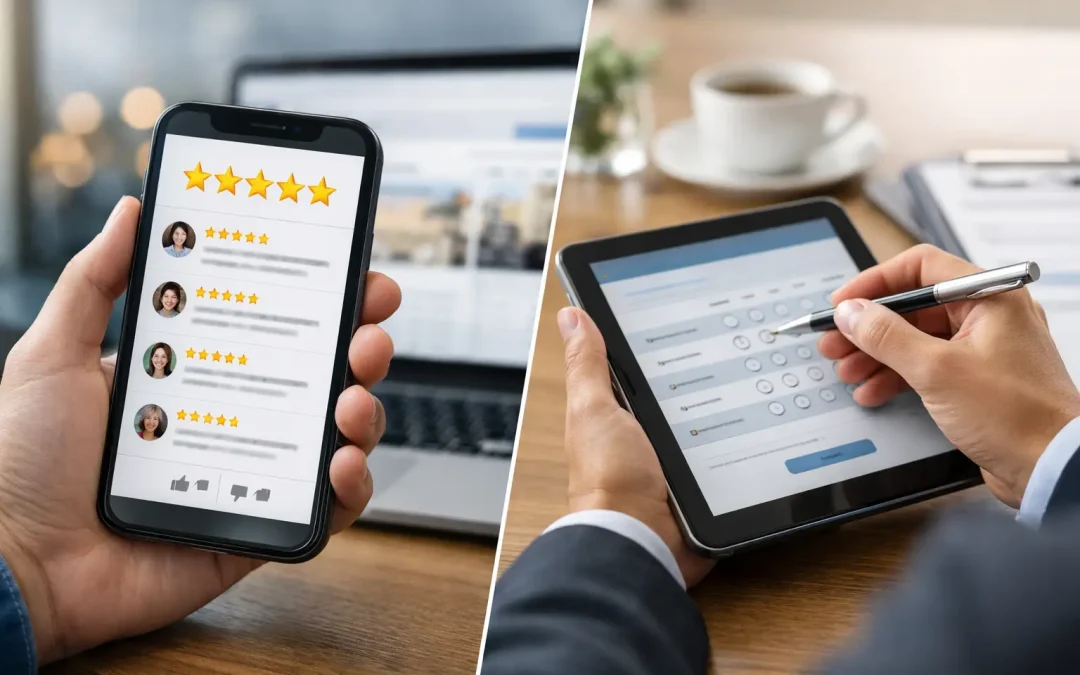 Google Reviews or internal surveys