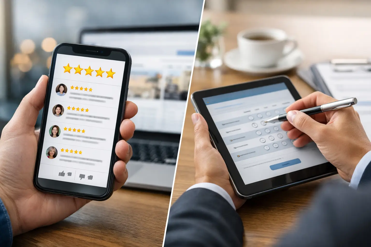 Google Reviews or internal surveys